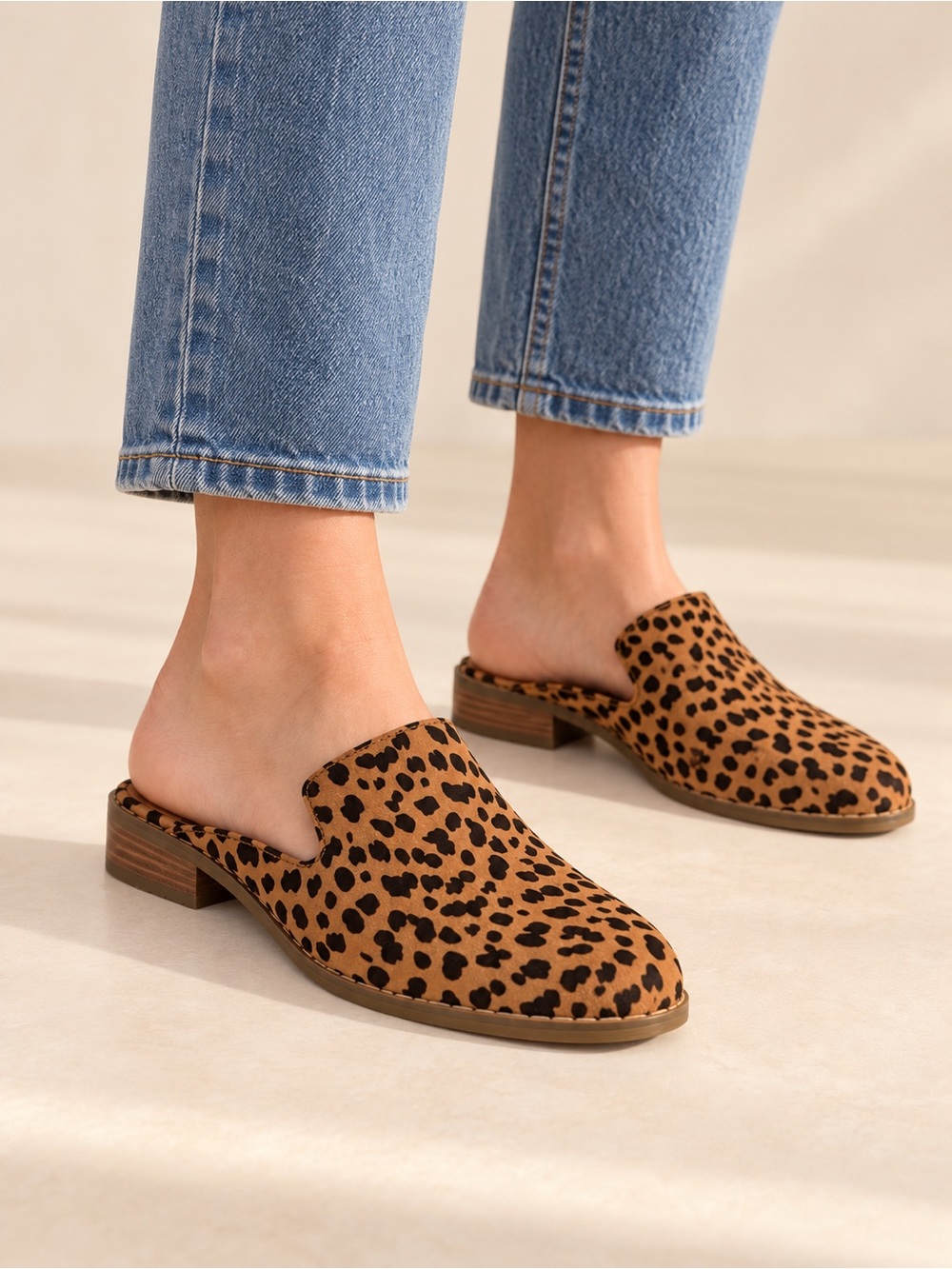 Indigo Rd Leopard-Print Leather Mule Clogs, Size 7.5